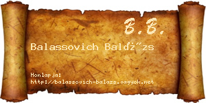 Balassovich Balázs névjegykártya